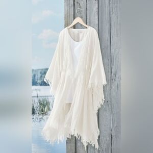 Coldwater Creek Fair Winds Topper Ivory Textured/One Size Cotton Blend